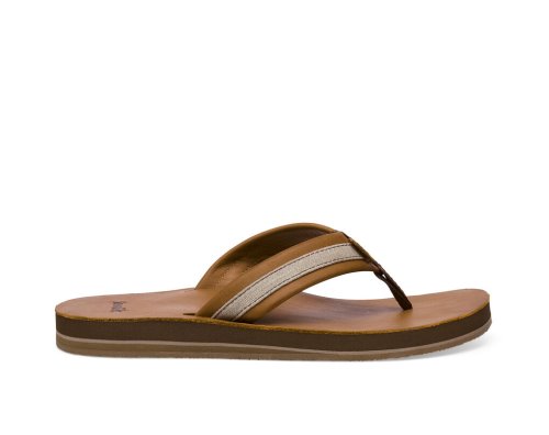 Sanuk Hullsome Leather ST Hemp - Sanuk Flip Flops Mens Brown - Philippines PKYDEV461